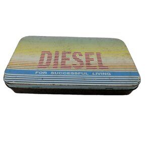 Vtg rare 90s Y2K DIESEL Jeans Pencil Case Stationery Retro metal distressed READ